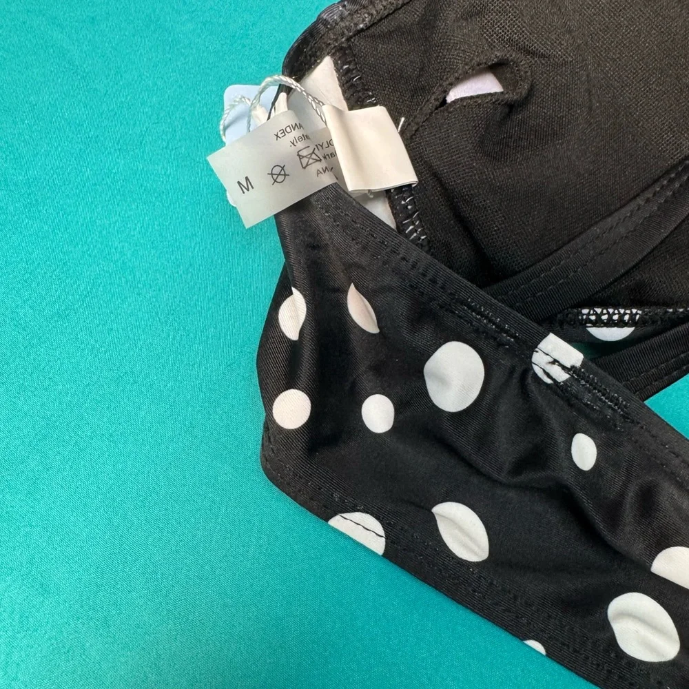 Black Polka Dot Layered 3 Piece Swim Outfit - Picture 7 of 7